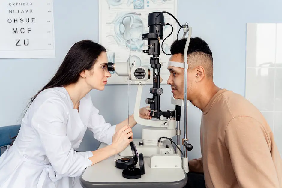Illustration of a person visiting an optometrist for a follow-up appointment